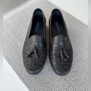 Vintage Giorgio Brutini Black Woven Leather Loafers Size 9.5
